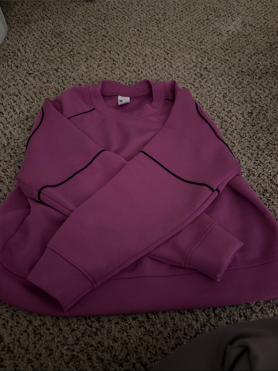 all in motion Tops - all in motion Magenta Crewneck Sweatshirt with Black Piping NWOT